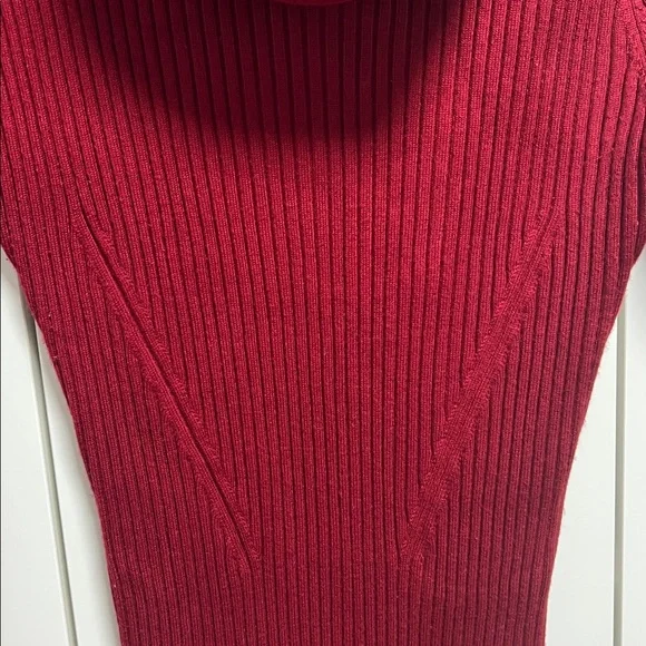 Red Ribbed Knit Dress - Picture 5 of 6